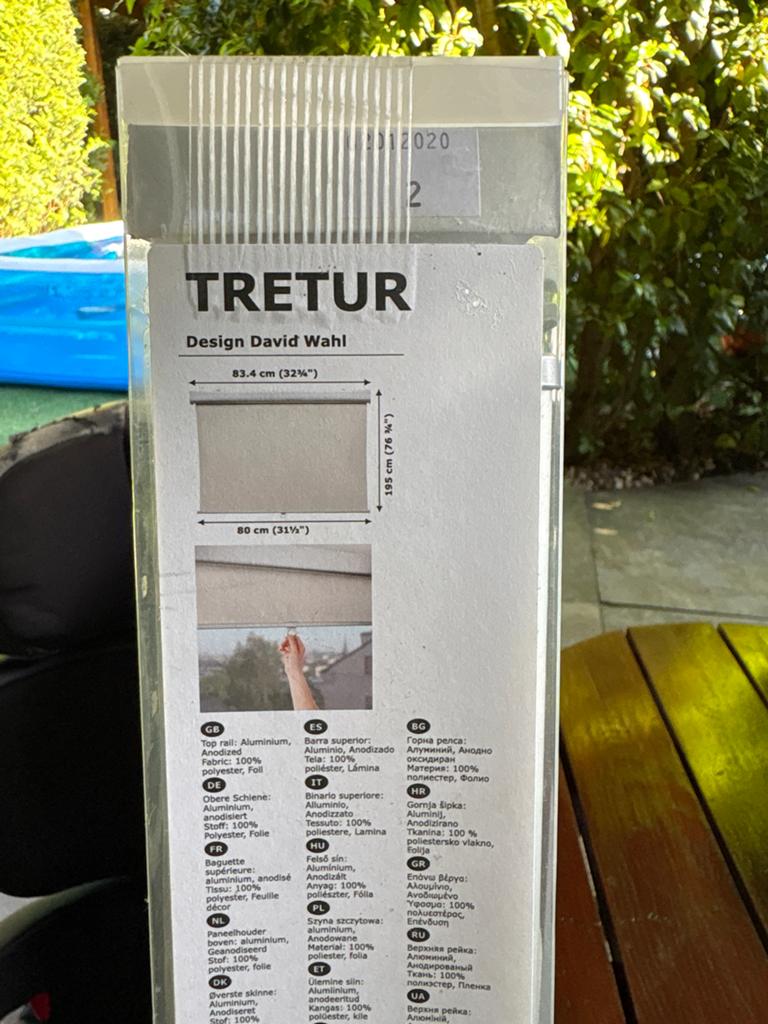 IKEA Tretur rolgordijn 80x195 cm, lichtdicht, grijs, Huis en Inrichting, Stoffering | Gordijnen en Lamellen, Nieuw, Grijs, Ophalen