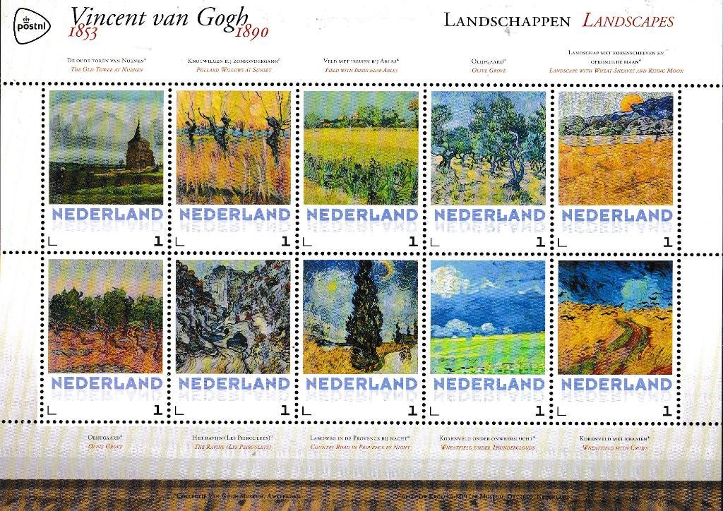 Vincent van Gogh – Landschappen – 3012-F-3, Verzenden, Na 1940, Postfris