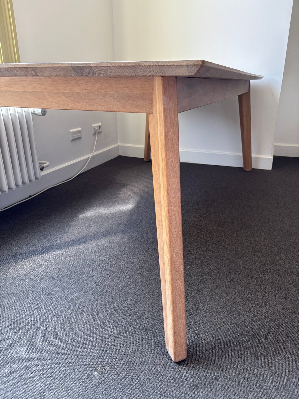 Uitschuifbare eettafel van eikenhout (Scandinavisch design), Ophalen, Gebruikt, Eikenhout, 200 cm of meer