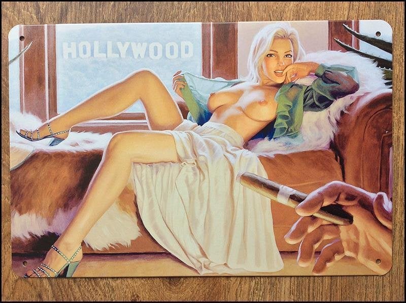PIN UP Fifties Hollywood Sexy Girl Metalen Wandbord Poster, Verzenden, Overige typen