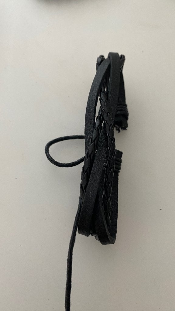 Zwarte Gevlochten Leren Armband, Ophalen of Verzenden, Nieuw, Zwart, Leer