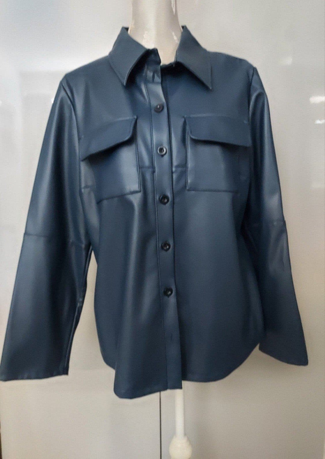 NIEUW  STUDIO ANNELOES INDIGO BLAUW FAUX LEDER JACKET MT XL, Blauw, Maat 42/44 (L), Nieuw, Ophalen of Verzenden