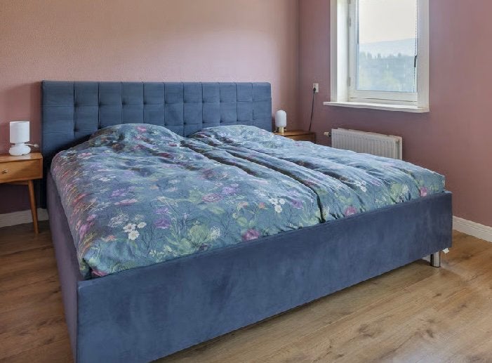Bedframe 200x210 grijs, Ophalen, Gebruikt, Tweepersoons