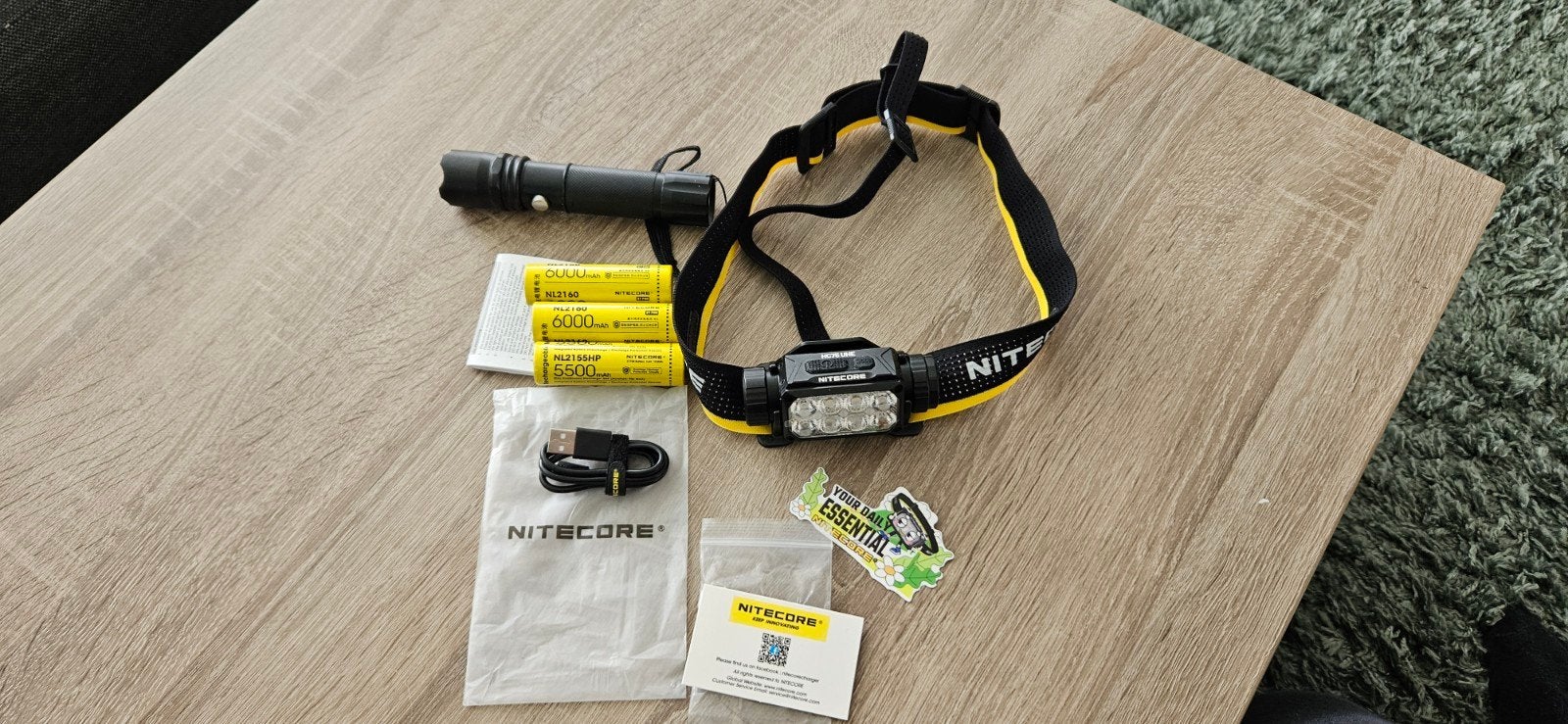 Nitecore HC75 UHE hoofdlamp met extra batterijen, Caravans en Kamperen, Zaklampen, Ophalen of Verzenden, Nieuw, Batterij