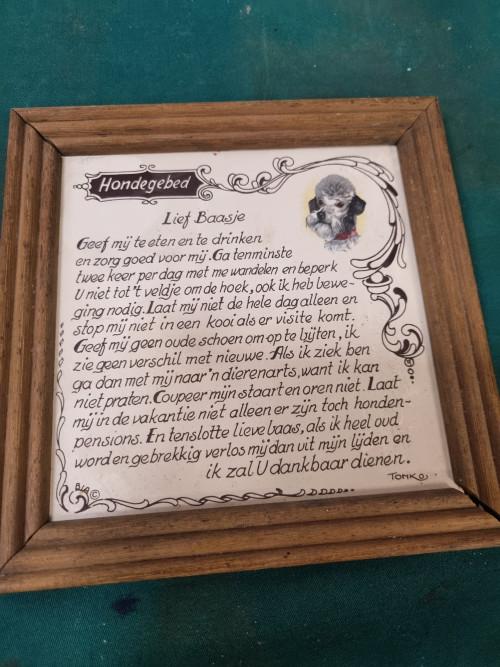 spreuktegel lief baasje, Ophalen of Verzenden, 'T Olde Gre-j, Info@toldegrej.nl, Endepoelstraat 20f Didam