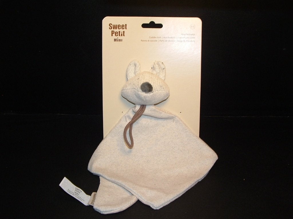 SWEET PETIT MINI VOS KNUFFELDOEK TRICOT ROOMWIT/GRIJS, Kinderen en Baby's, Ophalen of Verzenden, Nieuw, Overige typen