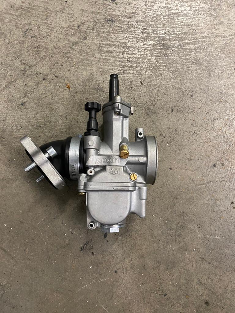 Polini 26mm pwk carburateur met polini draaibaar spruitstuk, Ophalen of Verzenden, Zo goed als nieuw, Carburateur
