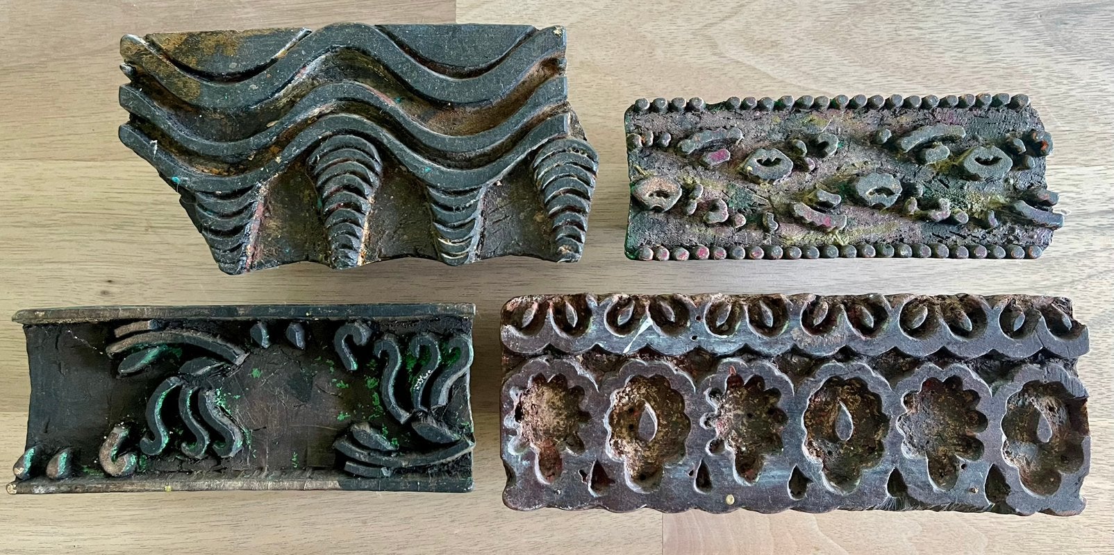 4 Mooie, oude, stofstempels., Ophalen of Verzenden, Gebruikt, Houten stempel