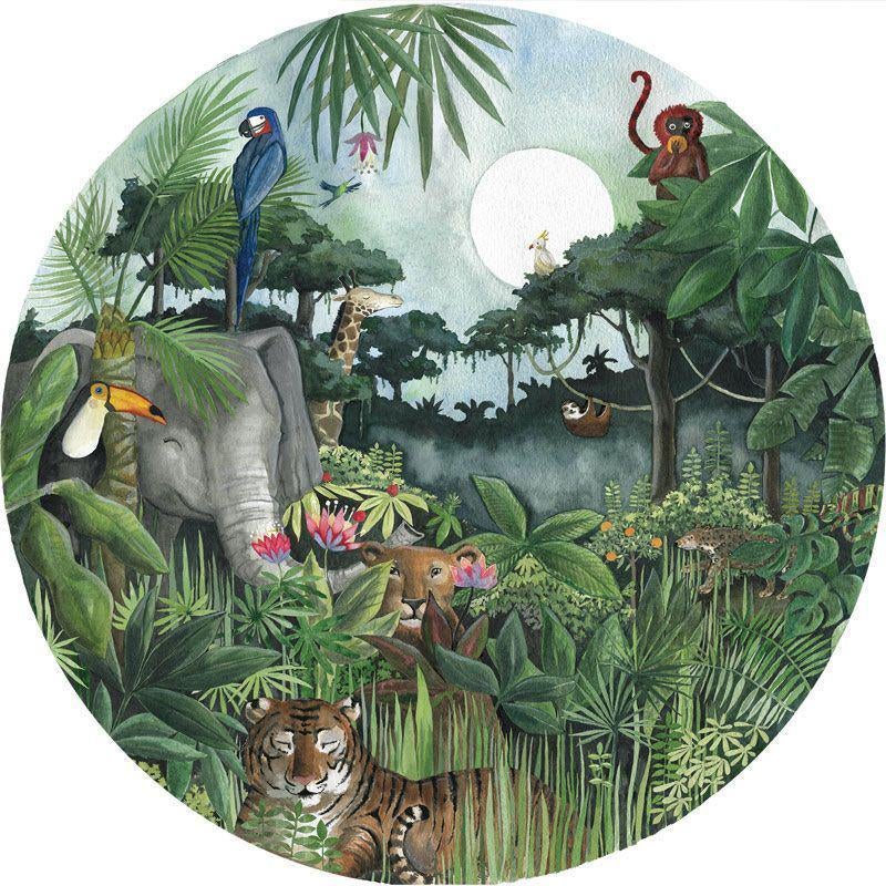 Behangcirkel jungle Hartendief 190cm diameter perfecte staat, Kinderen en Baby's, Kinderkamer | Inrichting en Decoratie, Ophalen of Verzenden