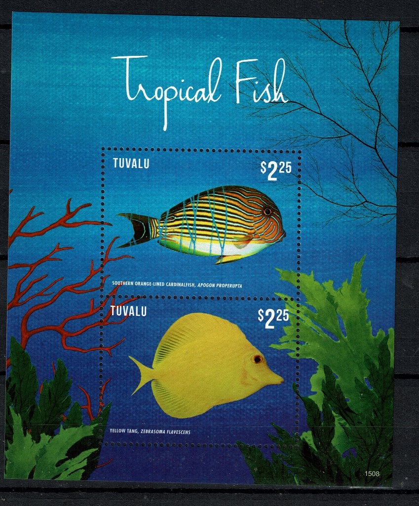 tuvalu 2015 pf blok vissen zeeleven fishes 4, Ophalen of Verzenden, Postfris, Dier of Natuur