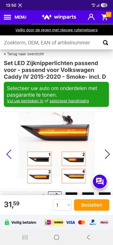 Vw caddy 4 zijknipperlicht led, Ophalen of Verzenden, Nieuw, Volkswagen