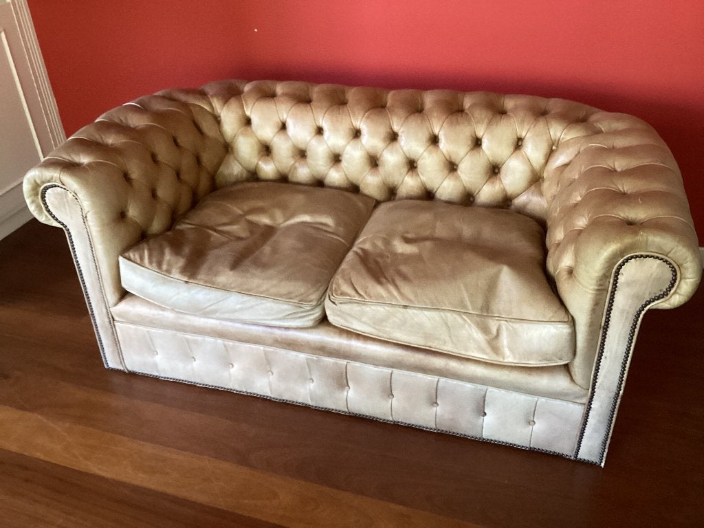 Chesterfield leren bankje te koop, Ophalen, Gebruikt, 150 tot 200 cm, Chesterfield