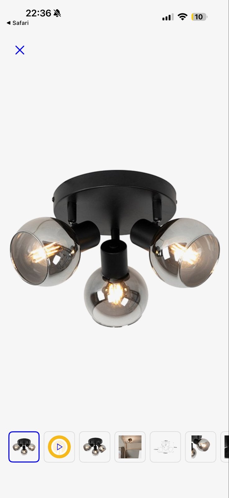 Plafondlamp Empory Smoke glas 3 lichts - Plafondspot, Qazqa, Zwart, Nieuw, Plafondspot