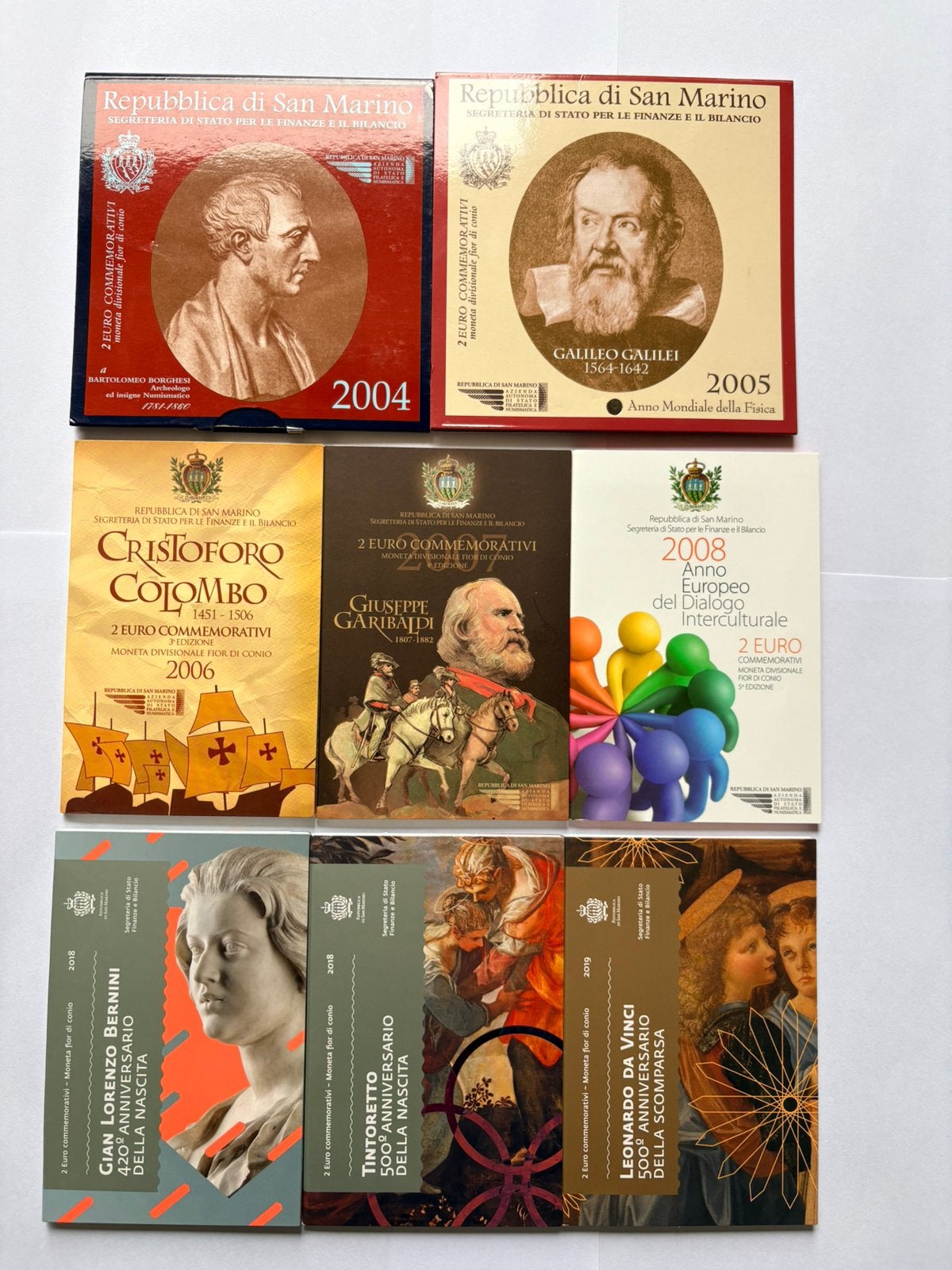San Marino 2 euromunt zeldzame jaren 2004 tm 2008 en 2018/19, Ophalen of Verzenden, 2 euro