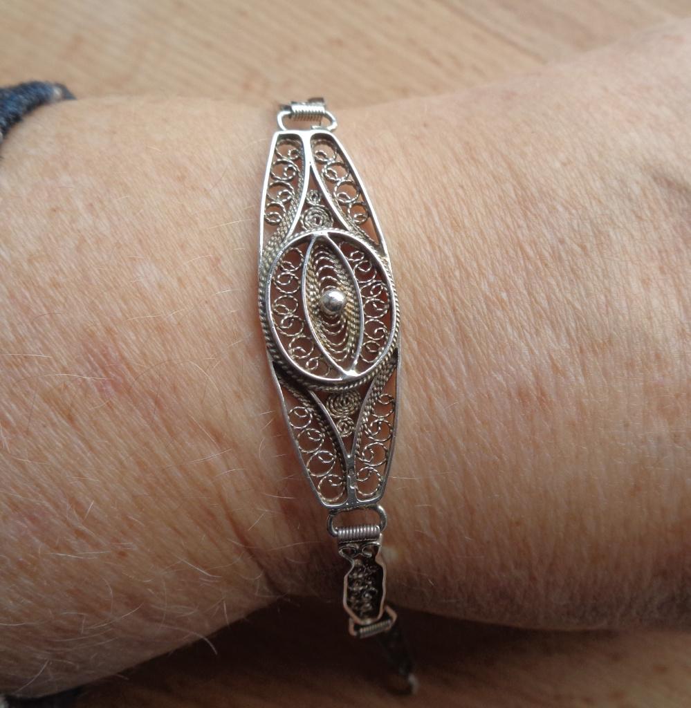 zilveren filigrain armband [075], Verzenden, Zo goed als nieuw, Zilver, Zilver