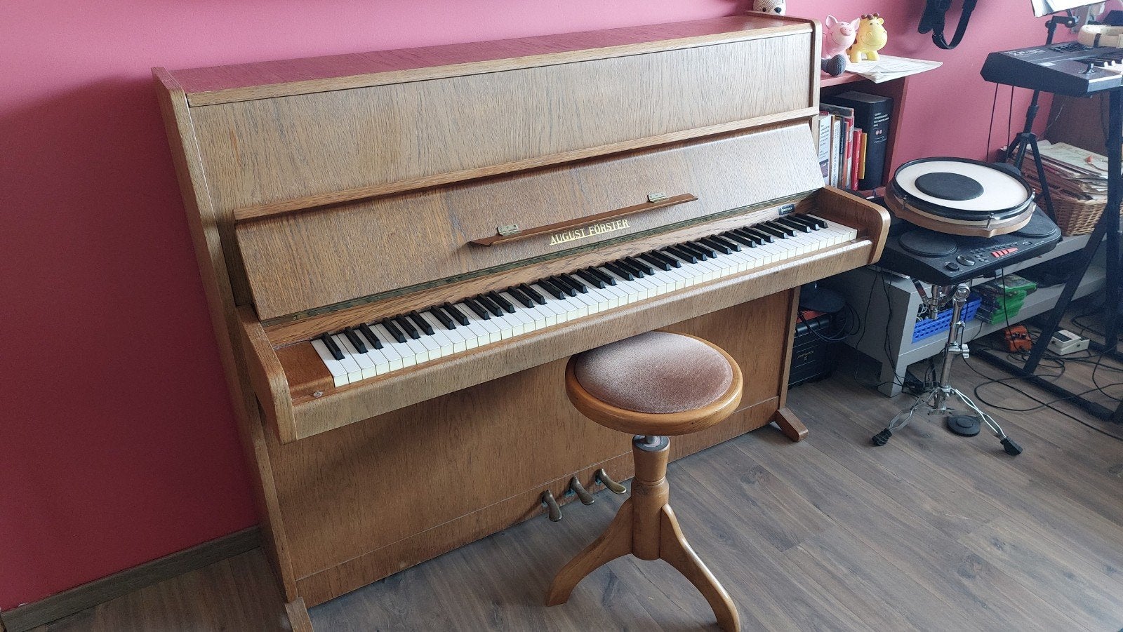 August Förster Piano uit de jaren '80 met kruk, Ophalen, Gebruikt, Bruin, Piano