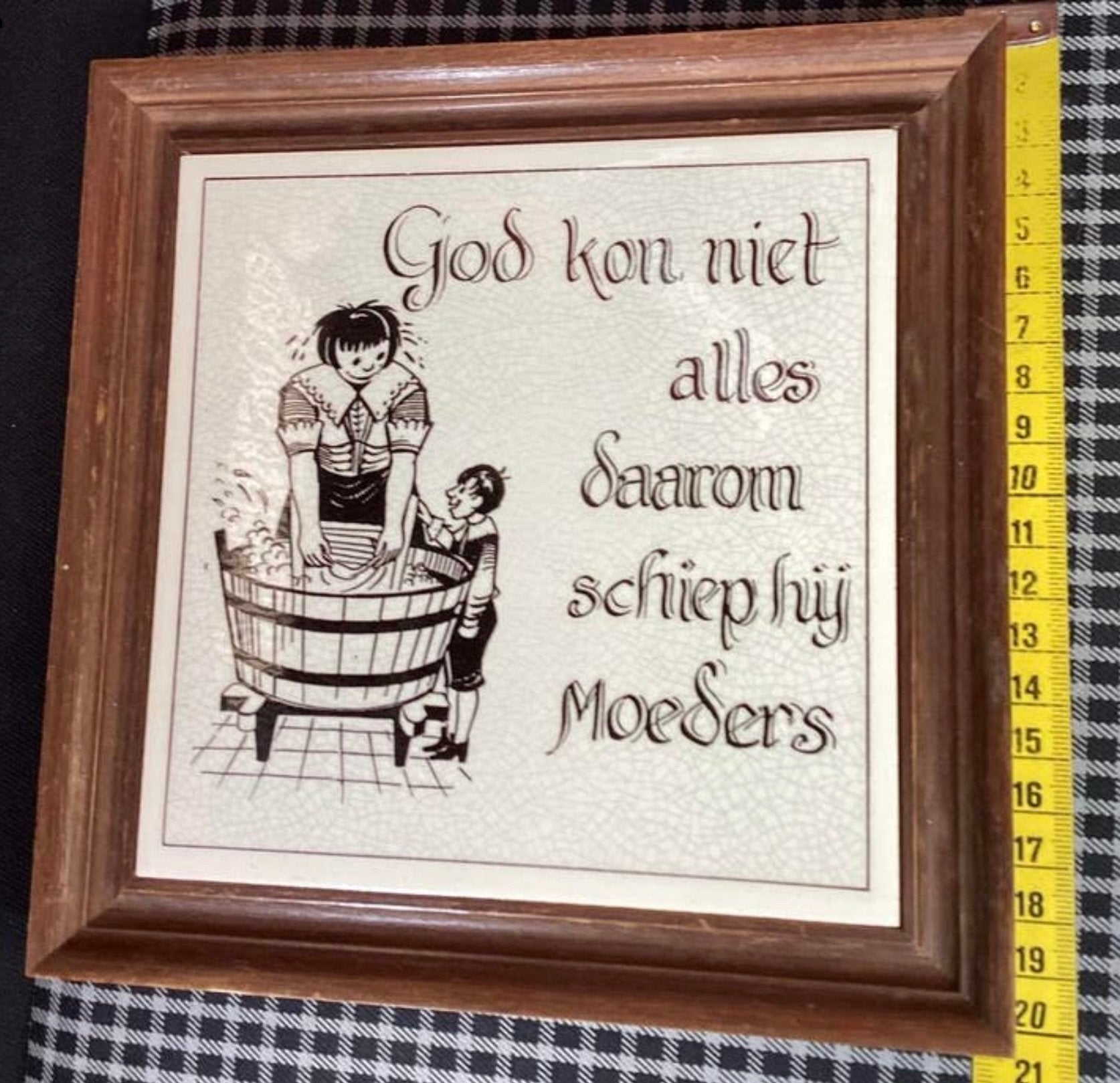 Religieuze tekst op mooie tegel ,afkomstig antiekzaak..MOOI!, Ophalen of Verzenden