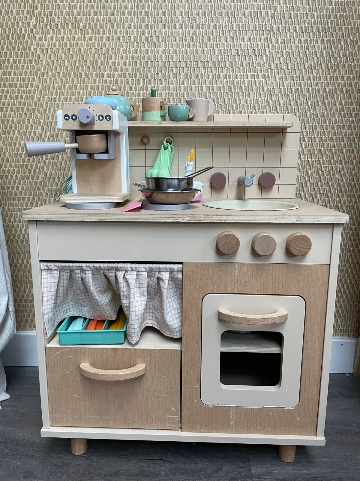 Houten speelkeuken met accessoires, Ophalen, Gebruikt, Hout, Speelkeuken