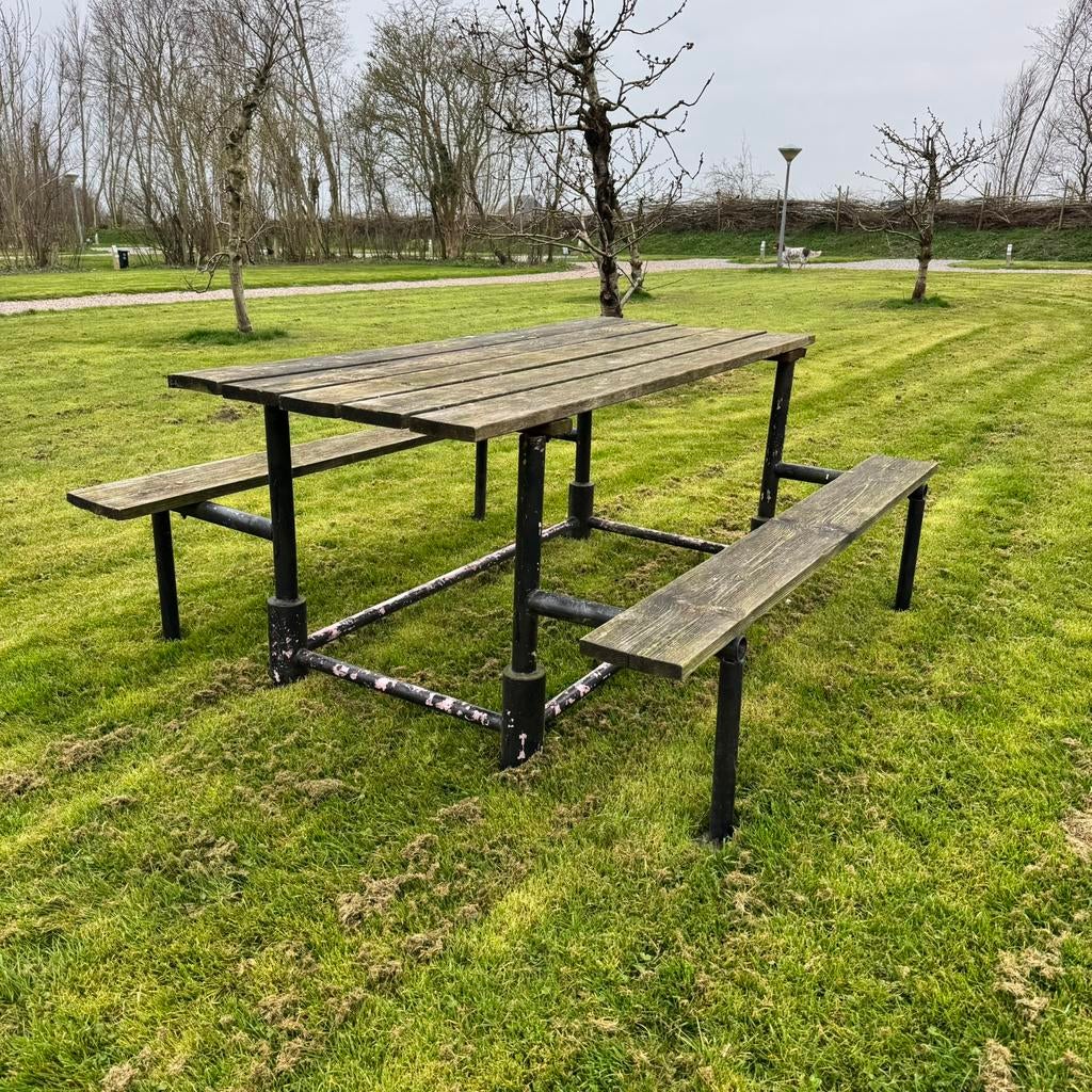 2 x picknicktafel, Ophalen, Gebruikt, Rechthoekig, Staal