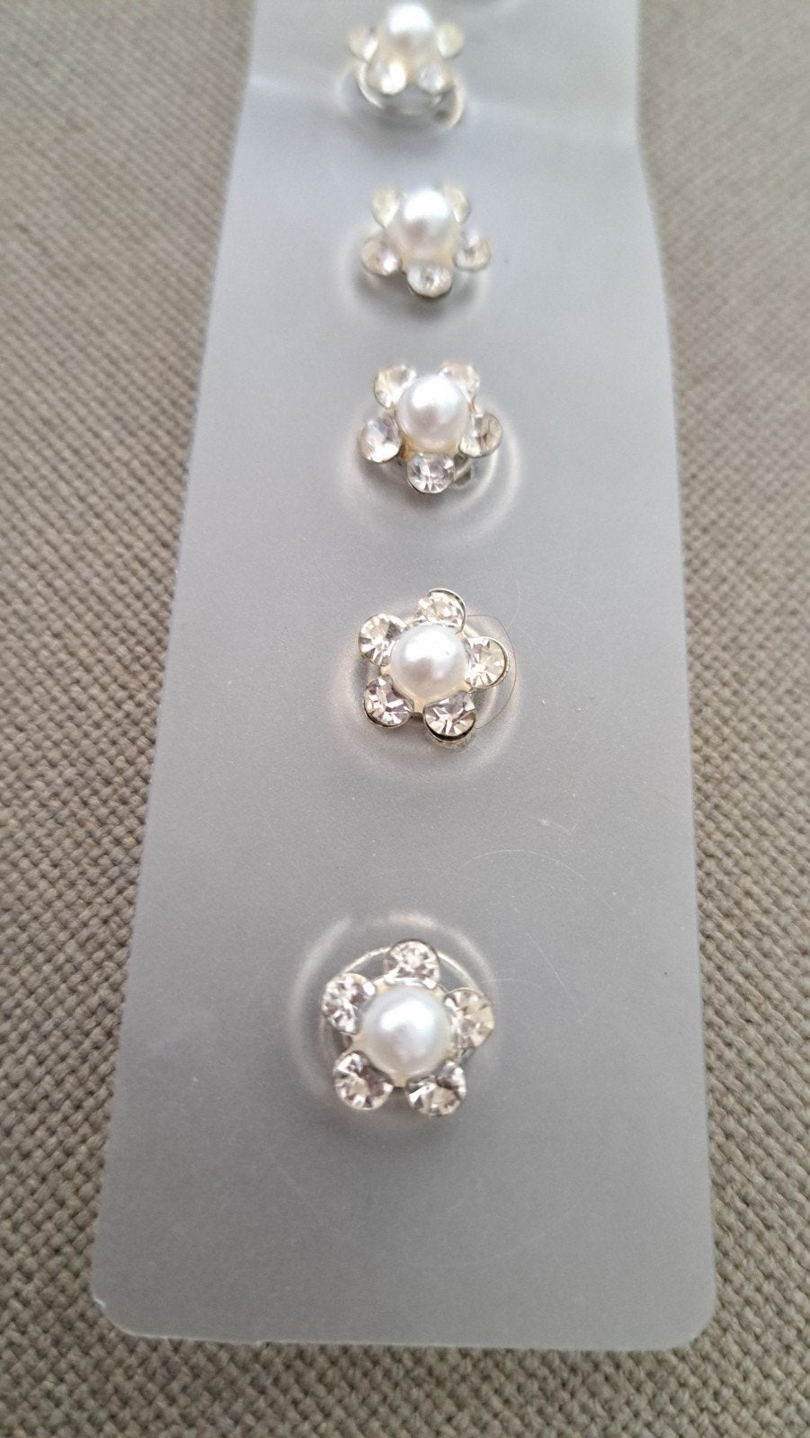 12 stuks haarspelden met parel en strass steentjes, Ophalen of Verzenden, Zo goed als nieuw