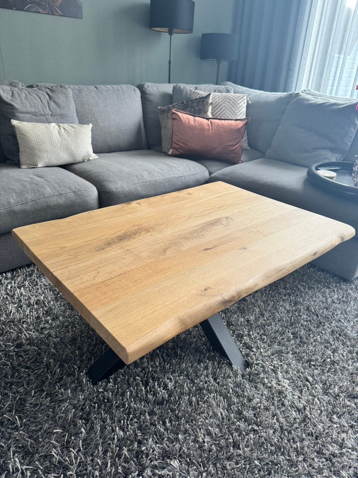Salontafel 100 x 70 cm - Eikenhout, Huis en Inrichting, Tafels | Salontafels, Ophalen, Vierkant, Eikenhout, 50 tot 100 cm