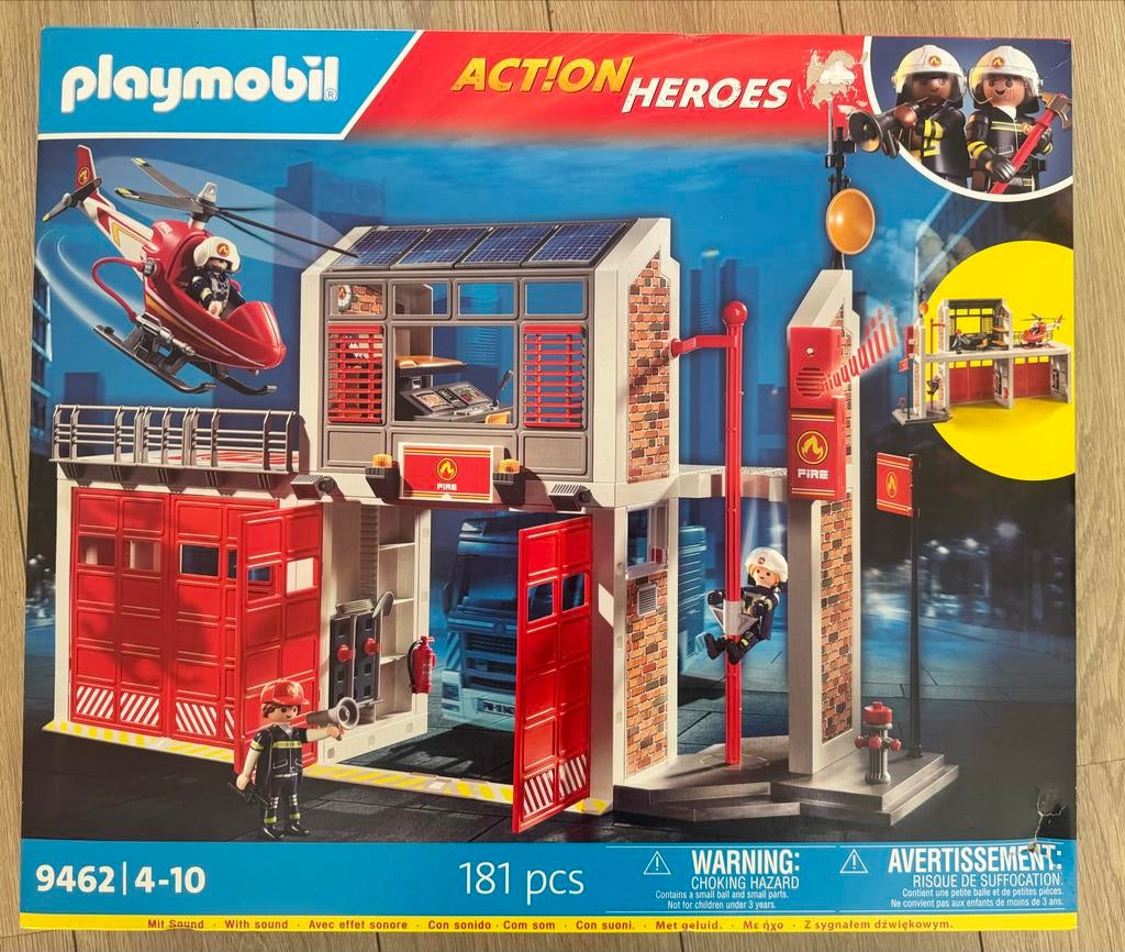 PLAYMOBIL City Action Brandweerkazerne met Helikopter 9462, Kinderen en Baby's, Speelgoed | Playmobil, Ophalen of Verzenden, Nieuw