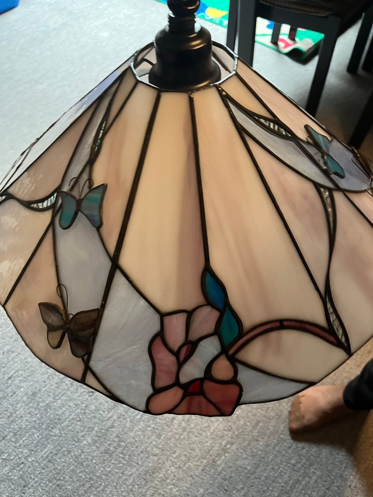 Tiffany Glas in Lood Hanglamp - Ø 49 cm, Ophalen of Verzenden, Gebruikt, Glas