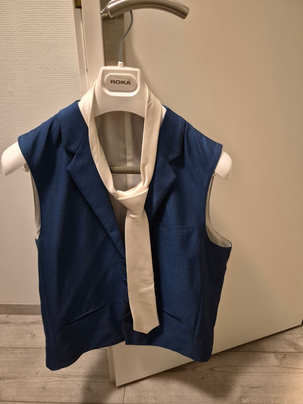 Supermooi herenpak blauw broek kolbert gillet overhemd strop, Ophalen of Verzenden, Zo goed als nieuw, Blauw
