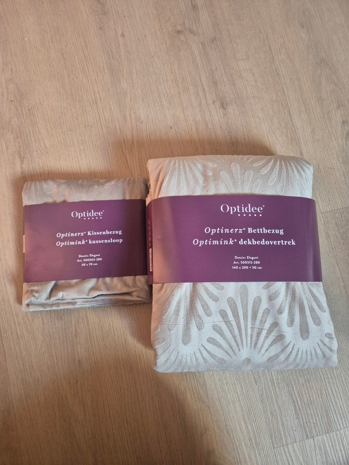 Optidee Optimink Dekbedovertrek (1persoonsbed), Eenpersoons, Beige, Beddengoedset, Nieuw
