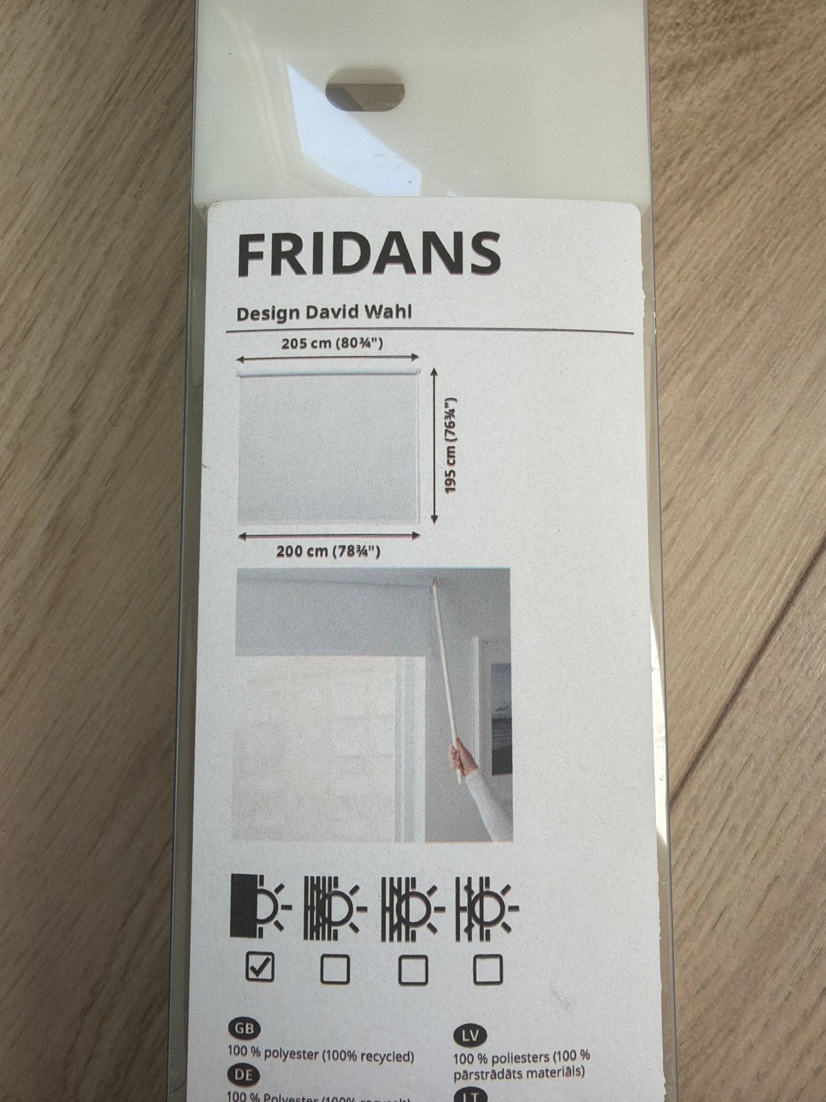IKEA FRIDANS Rolgordijn - Wit, 200x195 cm, Ophalen, 200 cm, Verduisterend, Wit