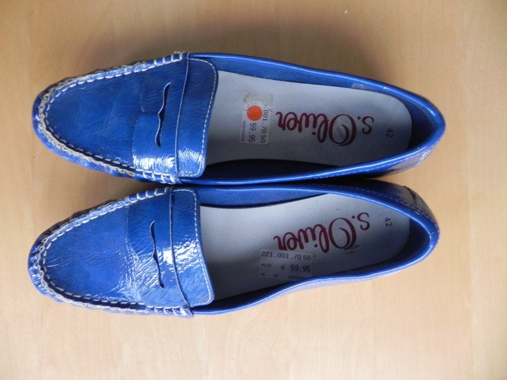 TE KOOP; S. OLIVER DAMES MOCCASINS IN BLAUW  MAAT 42, Ophalen, Blauw, Instappers, Zo goed als nieuw