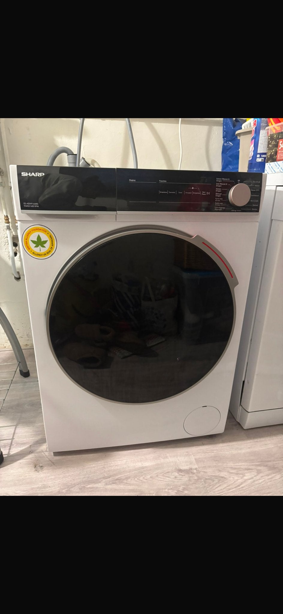 Sharp Voorlader Wasmachine - Energiezuinig en Stil, Witgoed en Apparatuur, Wasmachines, Zo goed als nieuw, Voorlader, 6 tot 8 kg