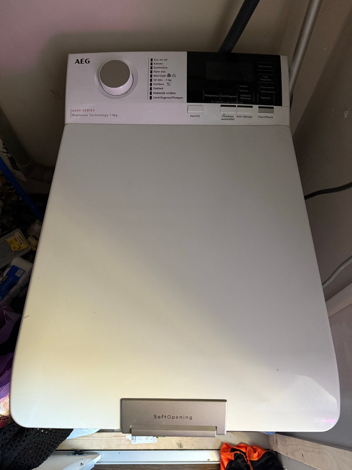 AEG Bovenlader Wasmachine - Zo goed als nieuw, incl. bon, Witgoed en Apparatuur, Wasmachines, Ophalen, Bovenlader, Zo goed als nieuw