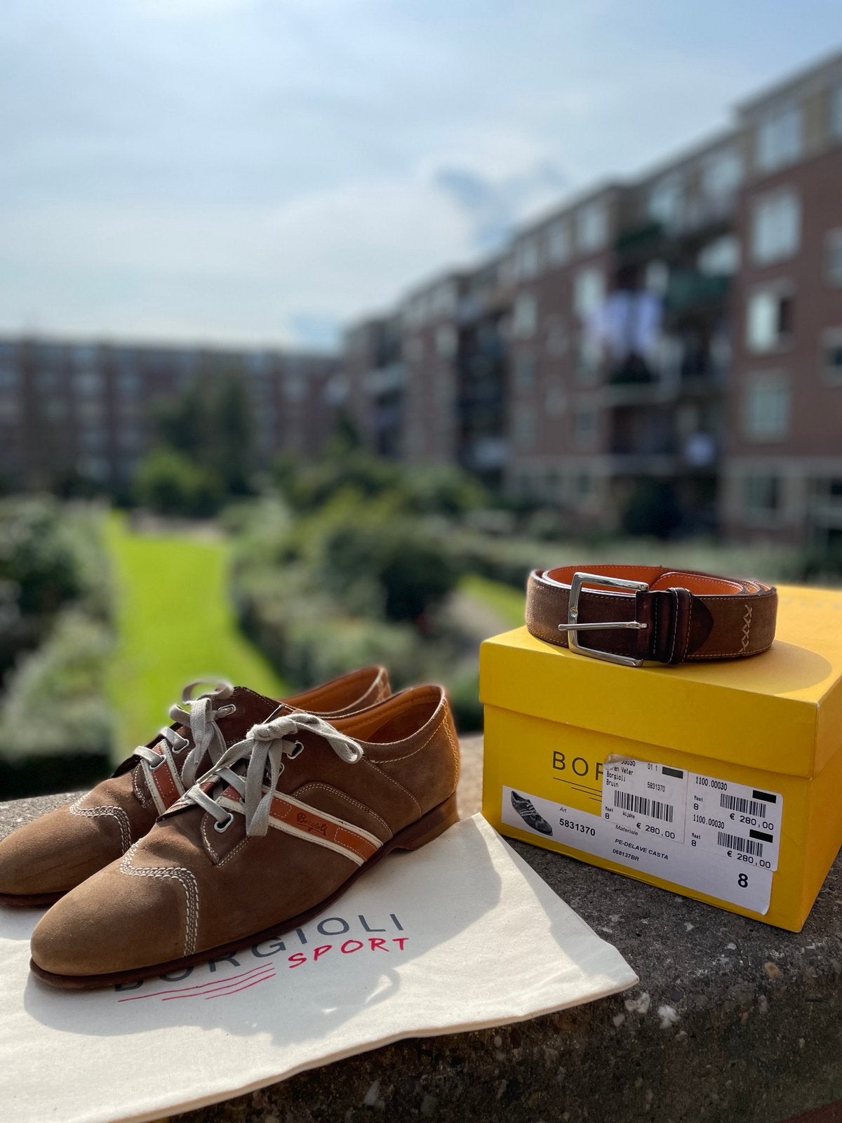Borgioli leren herenschoenen bruin, maat 42, Ophalen of Verzenden, Zo goed als nieuw, Bruin