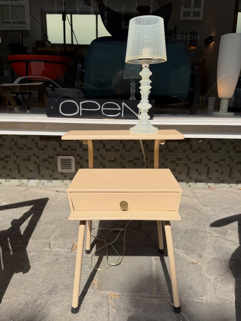 Vintage Wim Rietveld voor Auping jaren 50 houten nachtkastje, Ophalen, Minder dan 50 cm, Gebruikt, -