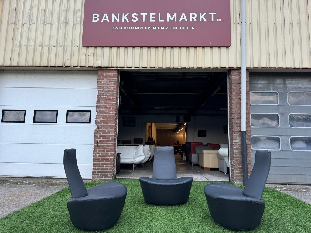 Bankstel Montis Baku design bank zwart/grijs leer+ fauteuils, Ophalen, Geen, Pahest@hotmail.nl, Design