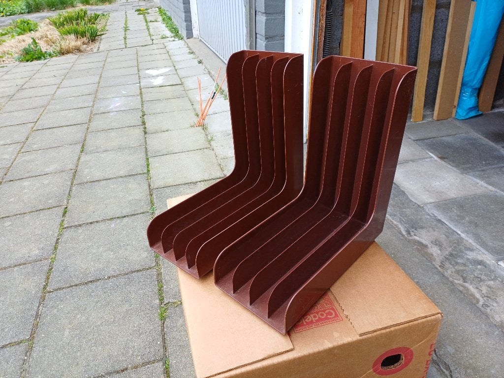 Vintage discofoon platenrek - bruin plastic, Verzamelen, Retro, Verzenden, Audio en Video