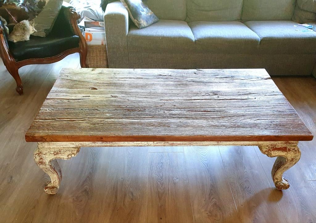 Unieke Salontafel, sierlijke poten, landelijk, shabby chic, Ophalen, Gebruikt, 100 tot 150 cm, 50 tot 100 cm