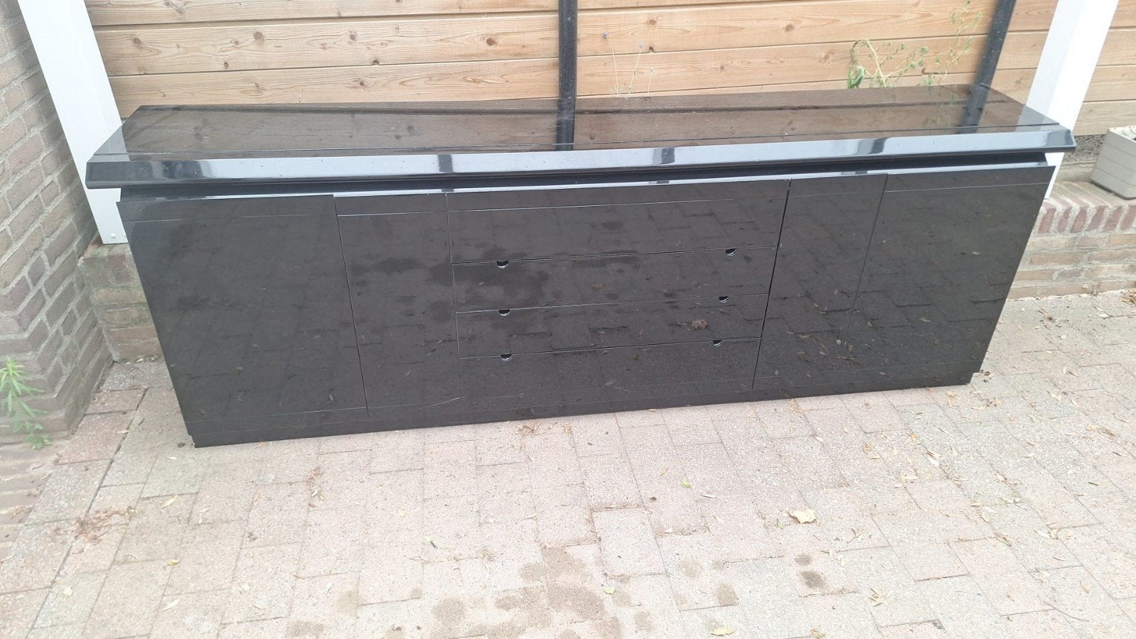 Houten dressoir in hoogglans zwart, Ophalen, Gebruikt, 25 tot 50 cm, 50 tot 100 cm