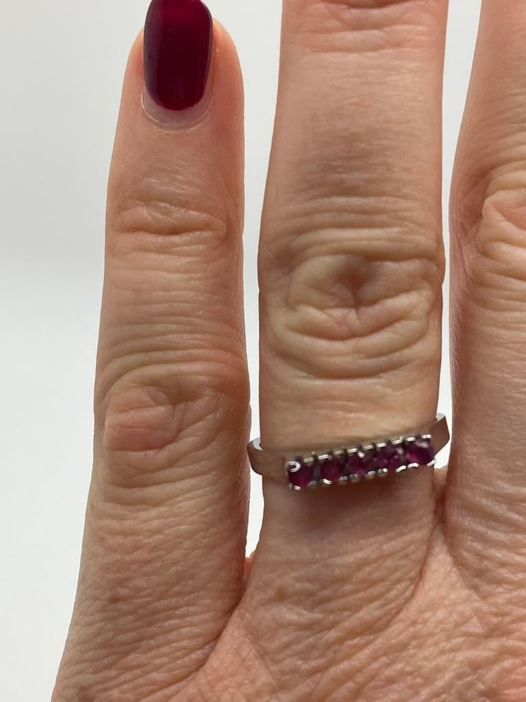 D616 Prachtige zilveren rijring roze saffier (verstelbaar), Ophalen of Verzenden, Zilver, Ring, Met edelsteen
