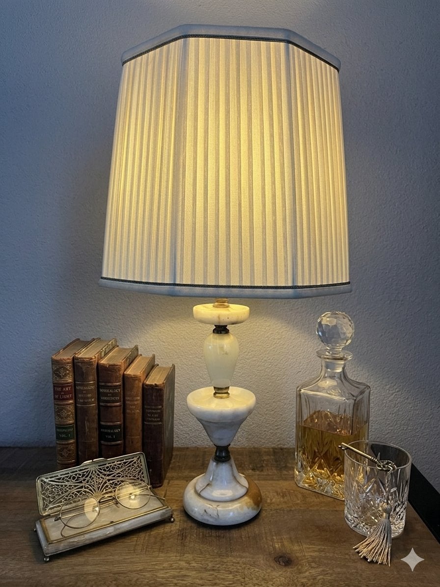 Grote vintage albast onyx tafellamp, Huis en Inrichting, Lampen | Tafellampen, Ophalen of Verzenden, Vintage