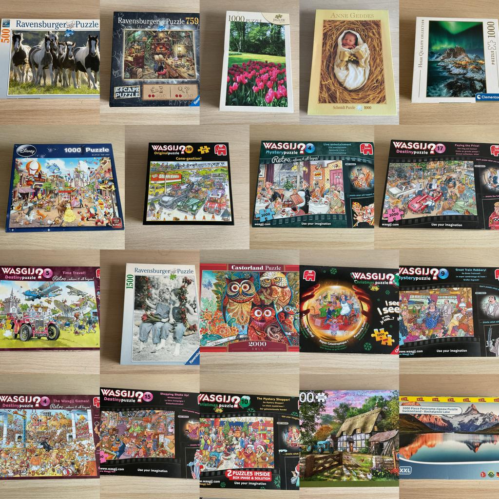 Diverse puzzels: Wasgij, Ravensburger, Castorland, Jumbo, Ophalen of Verzenden, 500 t/m 1500 stukjes, Zo goed als nieuw, Legpuzzel