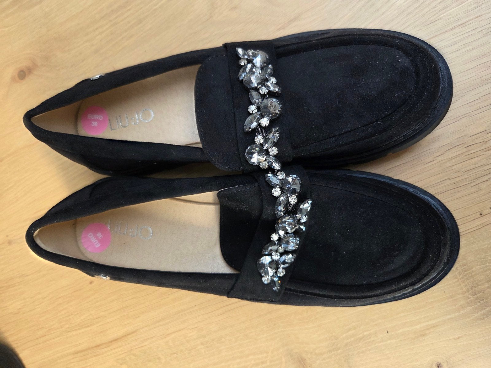 Liu Jo Moccasins Zwart Suede met Strass Maat 38, Ophalen of Verzenden