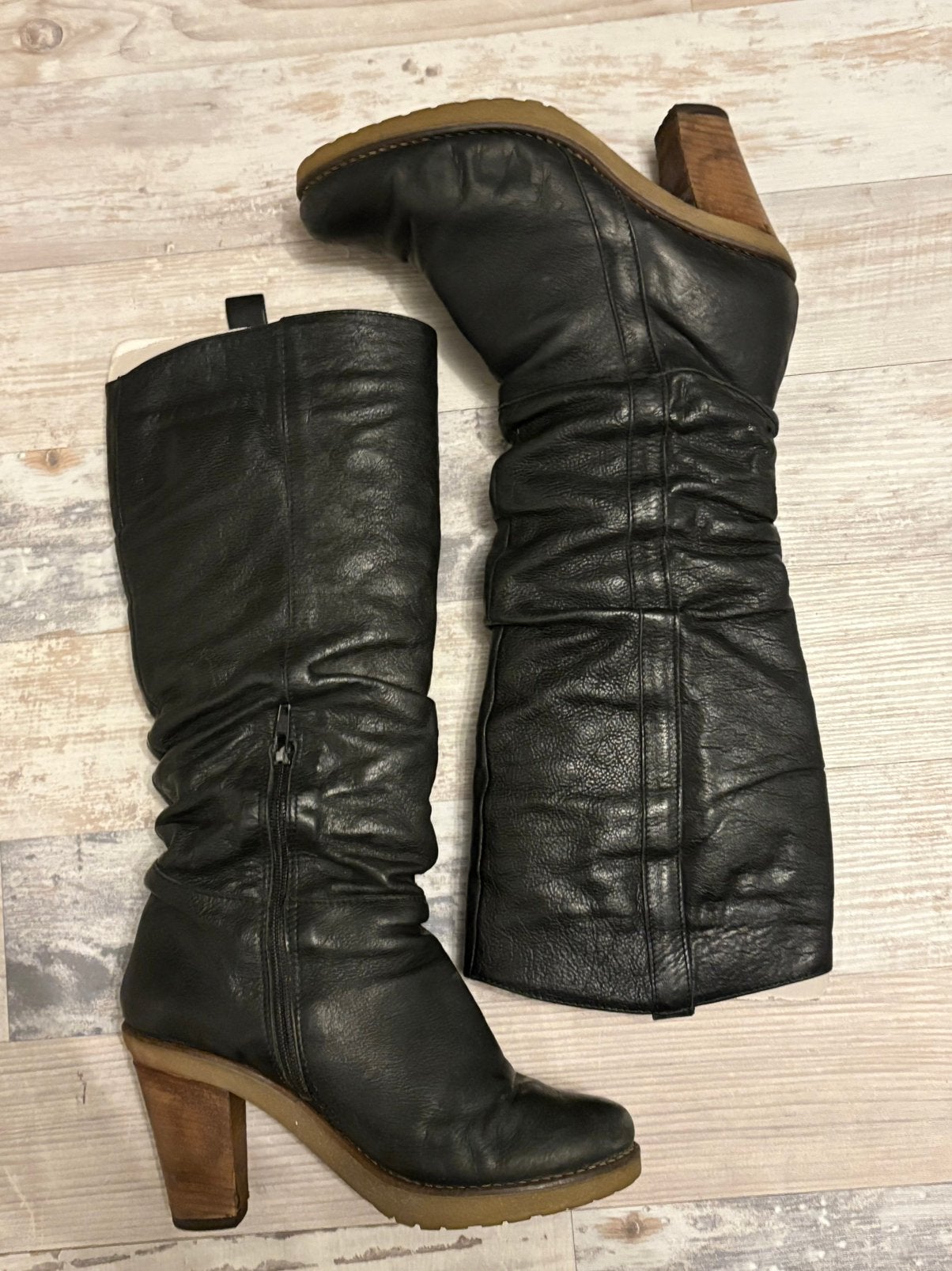 Mooie zwarte dames laarzen echt leer, maat 37, Kleding | Dames, Hoge laarzen, Zwart, Ophalen of Verzenden, Zo goed als nieuw