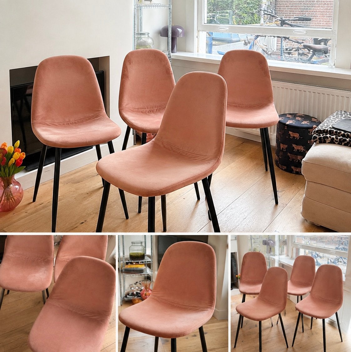 Vier eetkamerstoelen, Overige kleuren, Ophalen of Verzenden, Zo goed als nieuw, Vier