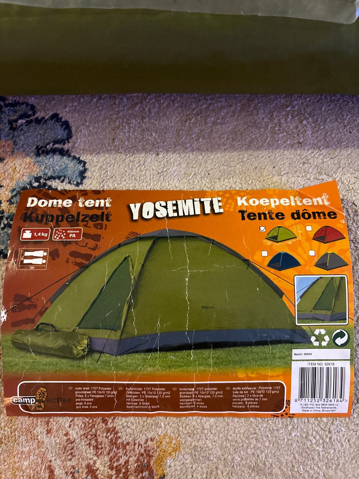Yosemite Koepeltent - Compacte 2-persoons tent, Ophalen, Nieuw, Tot en met 2