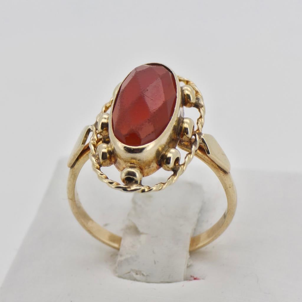 Gouden 14k Ring met Carneool - Maat 17 (3.29g), Sieraden, Tassen en Uiterlijk, Ringen, Ophalen of Verzenden, Zo goed als nieuw