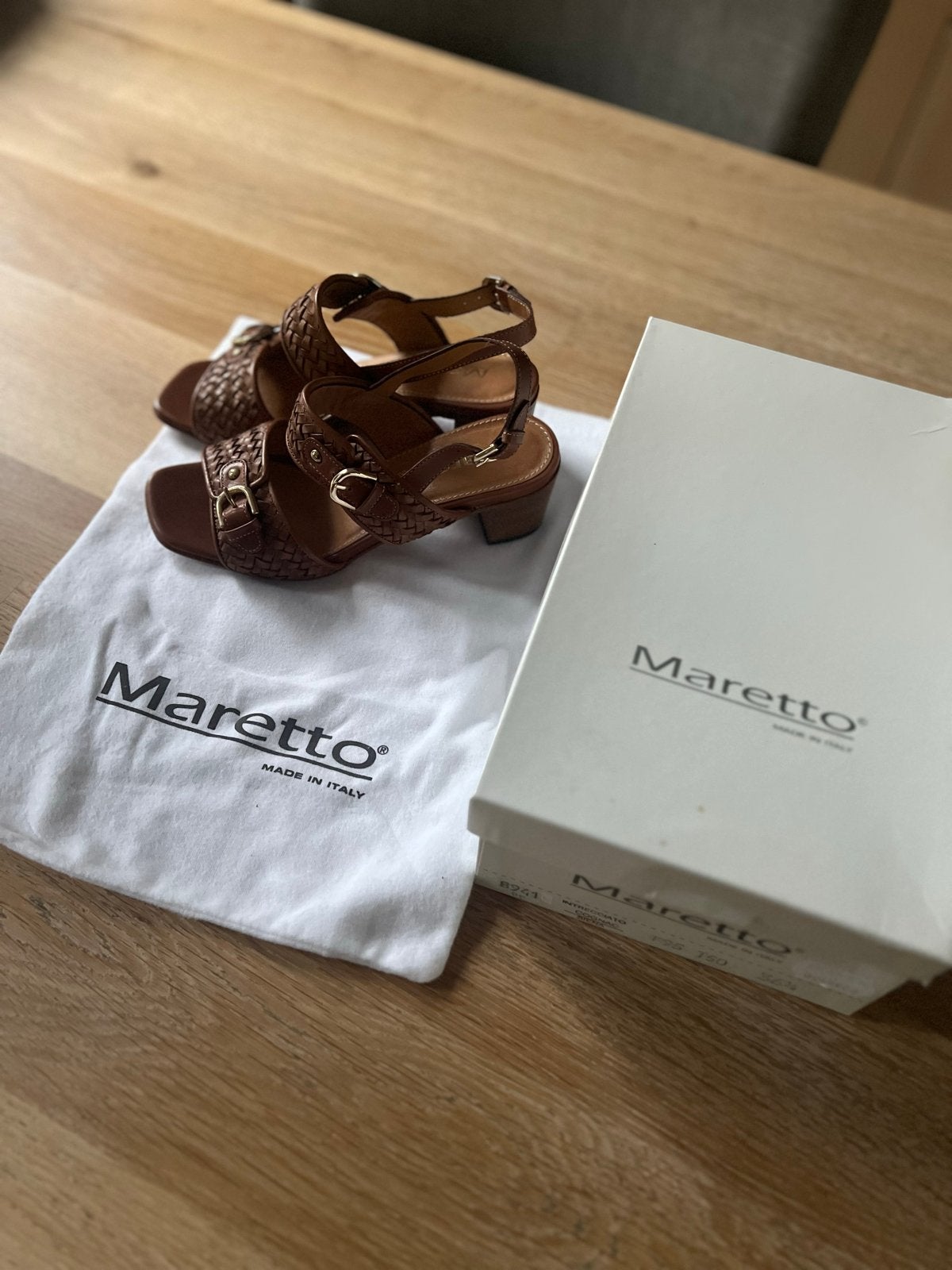 Maretto leren sandalen met hak - Zo goed als nieuw, Ophalen of Verzenden, Zo goed als nieuw, Bruin, Sandalen of Muiltjes