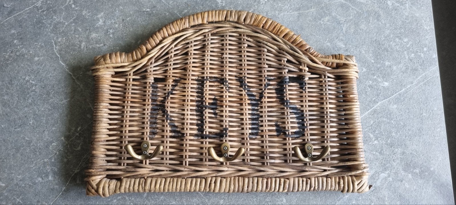 Vintage rotan sleutelrekje, Landelijk, Ophalen, Zo goed als nieuw, Natuurlijk materiaal
