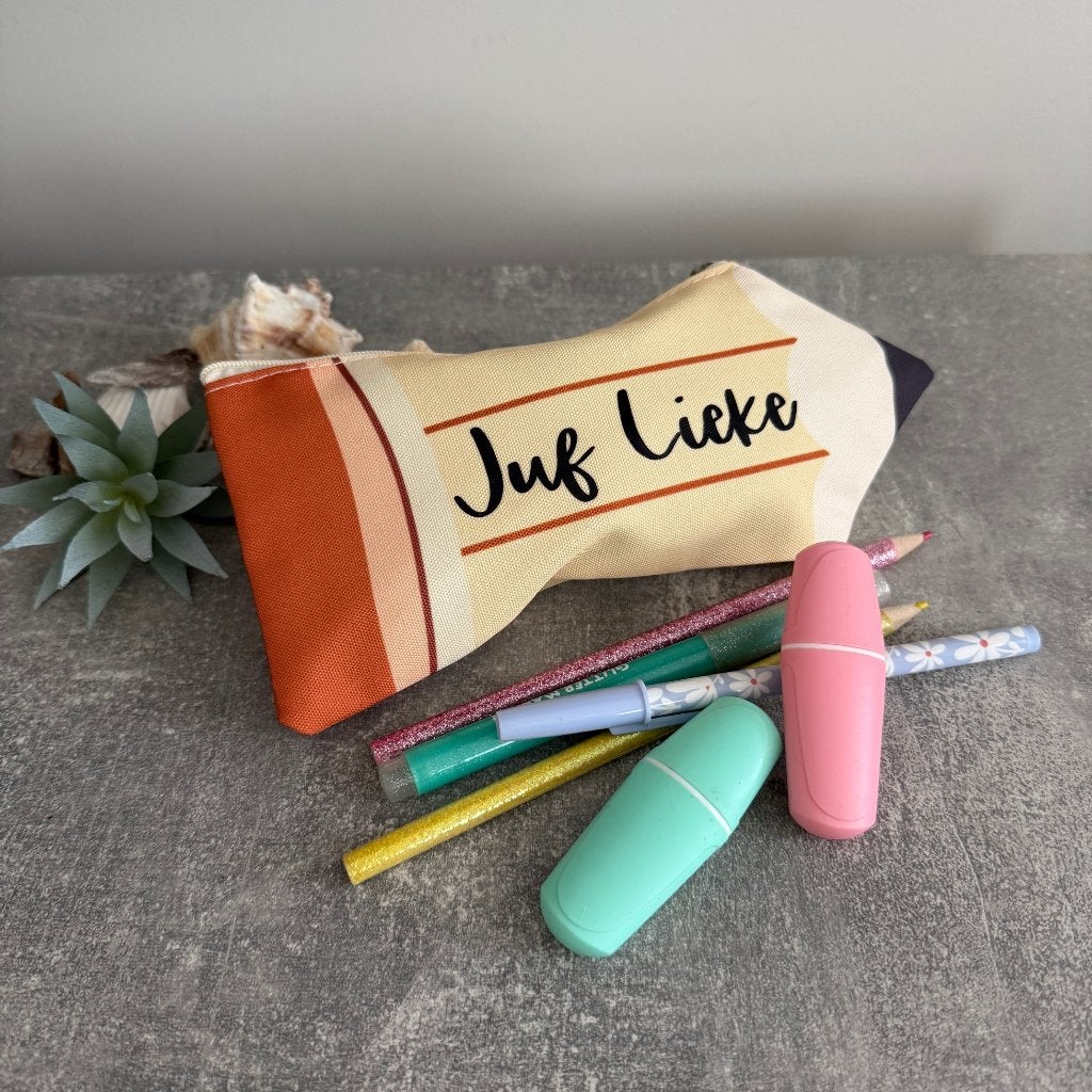 Etui gepersonaliseerd met naam bedankt juf meester, Ophalen of Verzenden, Nieuw